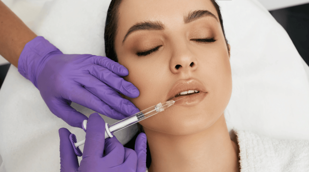 Close-up of a patient receiving dermal fillers at Revive Medical Aesthetics & Spa in Barrie, Ontario, for facial rejuvenation and volume enhancement